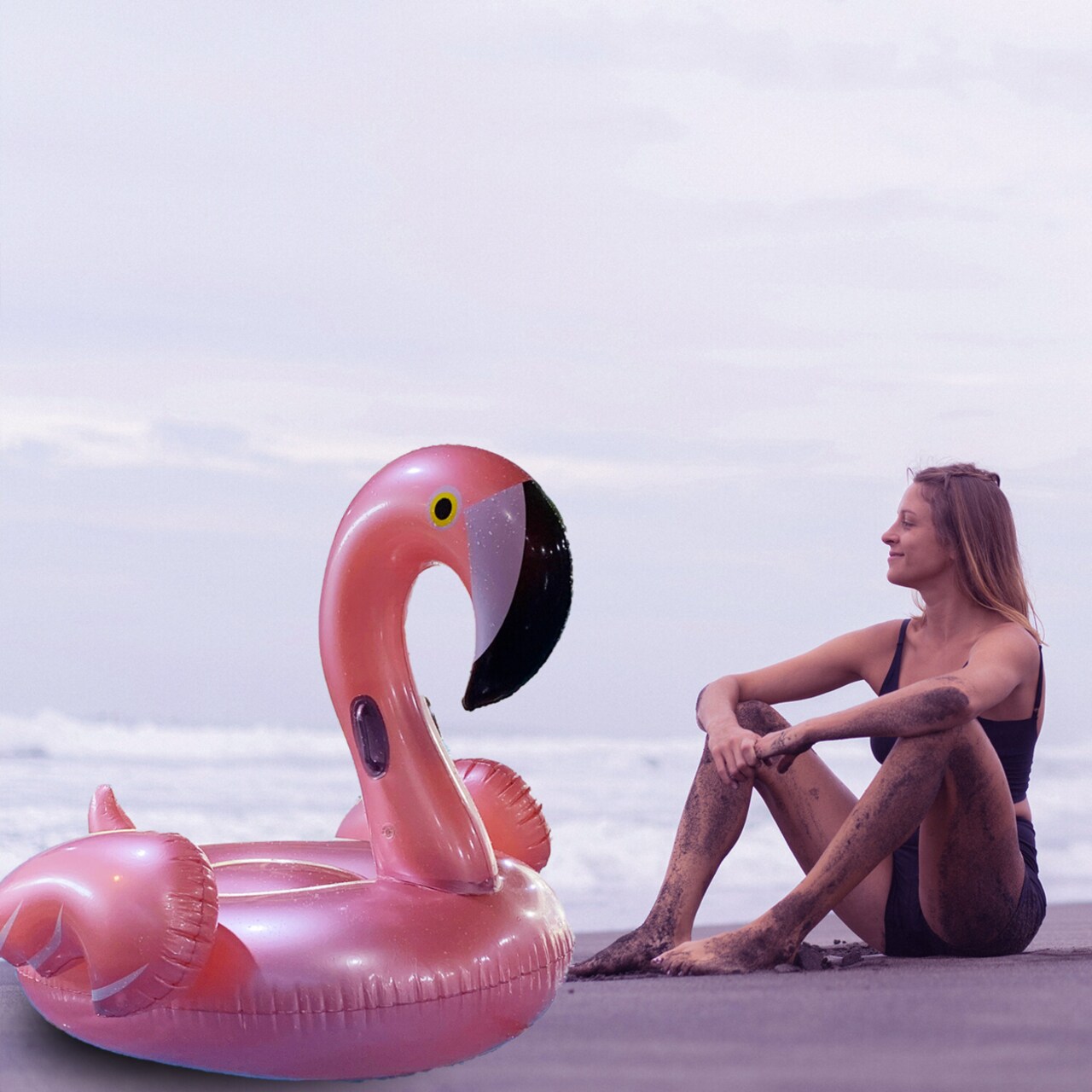 Dimple Giant Inflatable Flamingo Pool Float Rose Gold Large Raft For Adults Kids